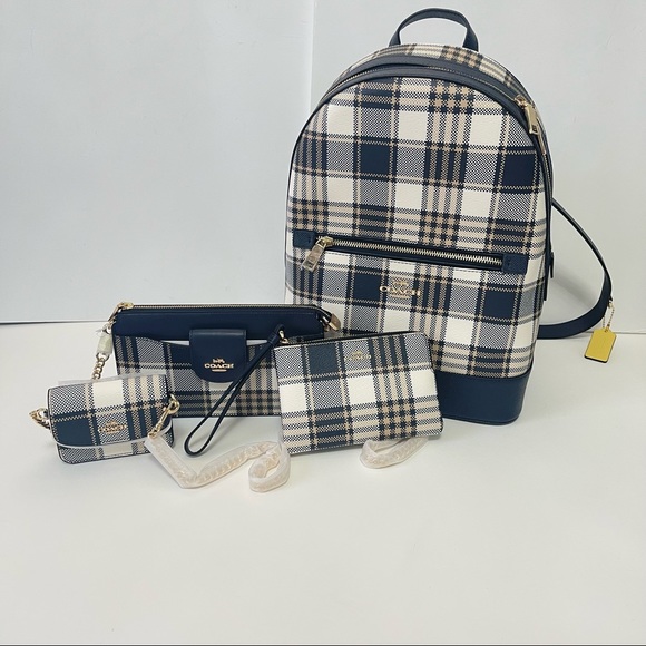 Coach Handbags - Lot / Set Of 3 Coach Plaid Pieces / Backpack, Crossbody & Wristlet/ New With Tag